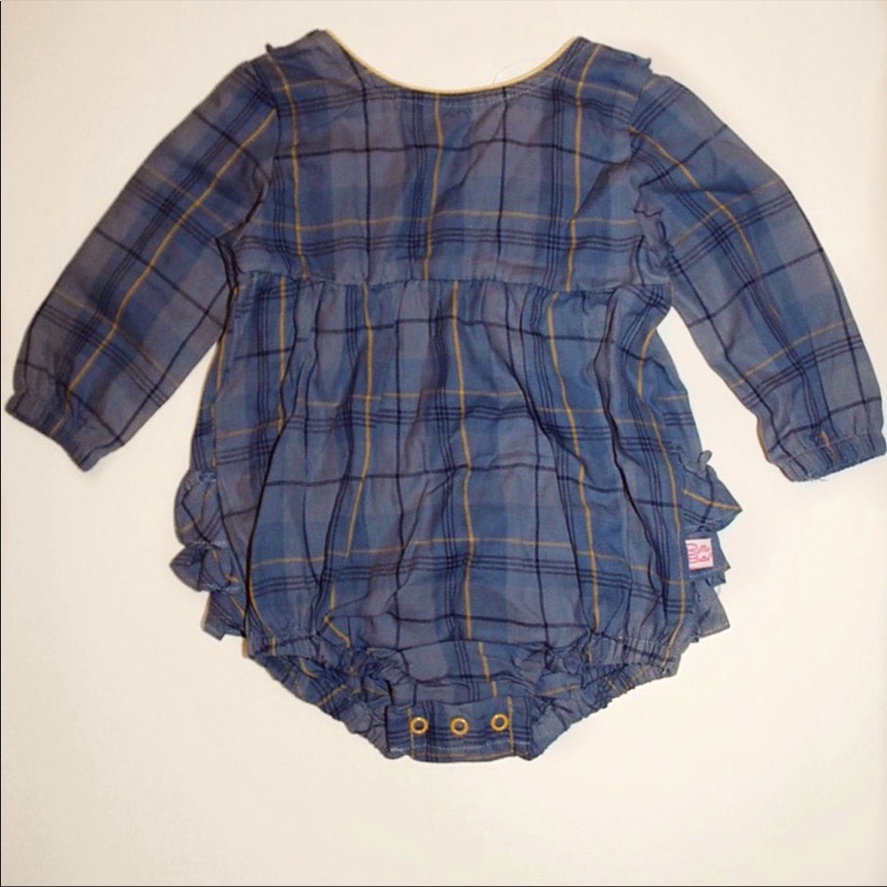 Ruffle Butts Noah plaid V- back romper
